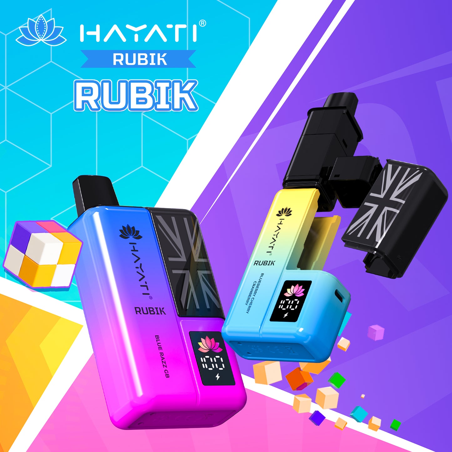 Hayati Rubik 7000 Prefilled Pod Kit TPD Compliant Sorted Box of 5
