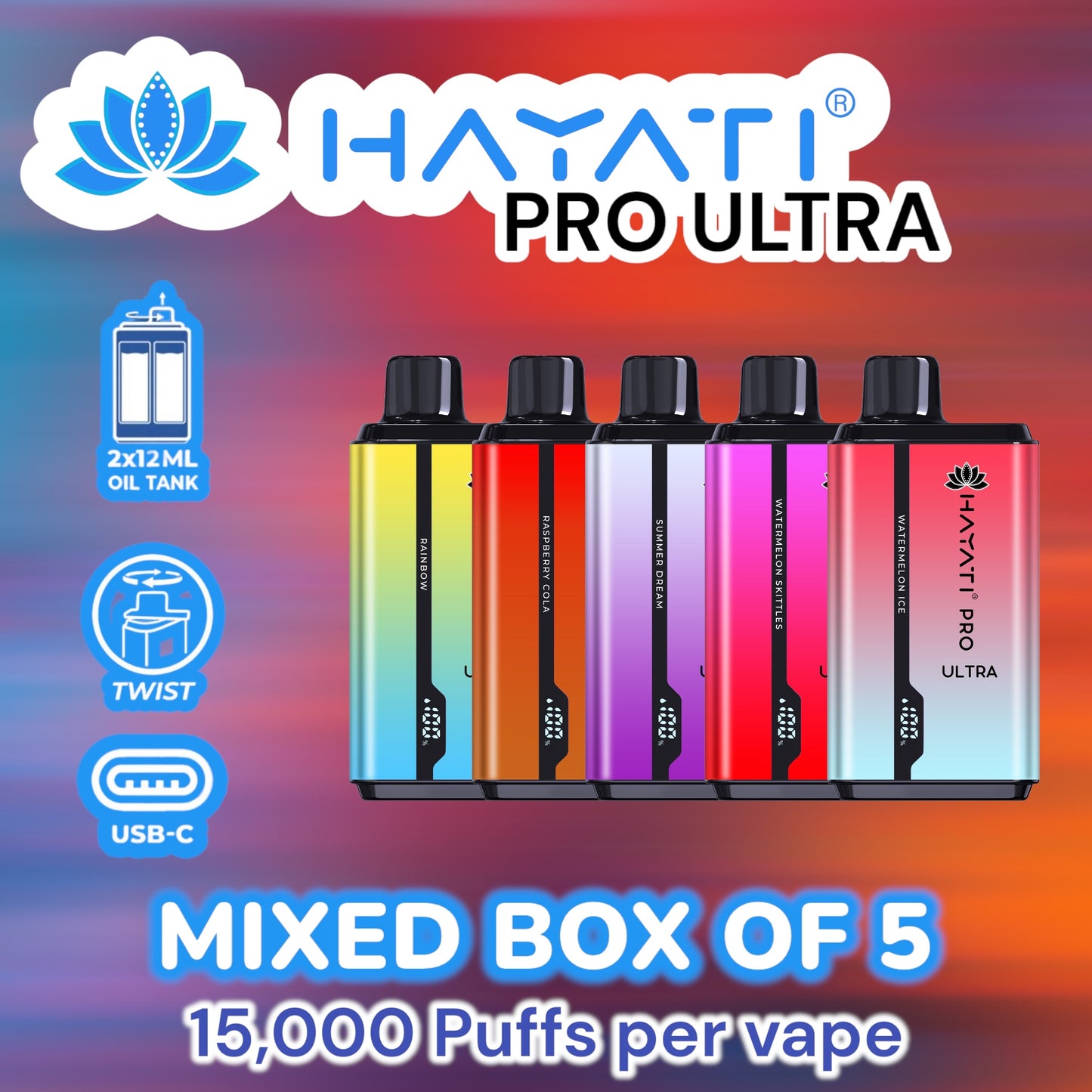 Hayati Pro Ultra 15,000 Mixed Box Of 5